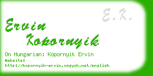 ervin kopornyik business card